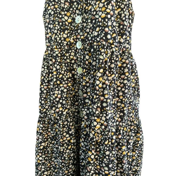 Rails Women's Black Violet Tiered Button Front Maxi Dress Size Medium A Line - Picture 4 of 6